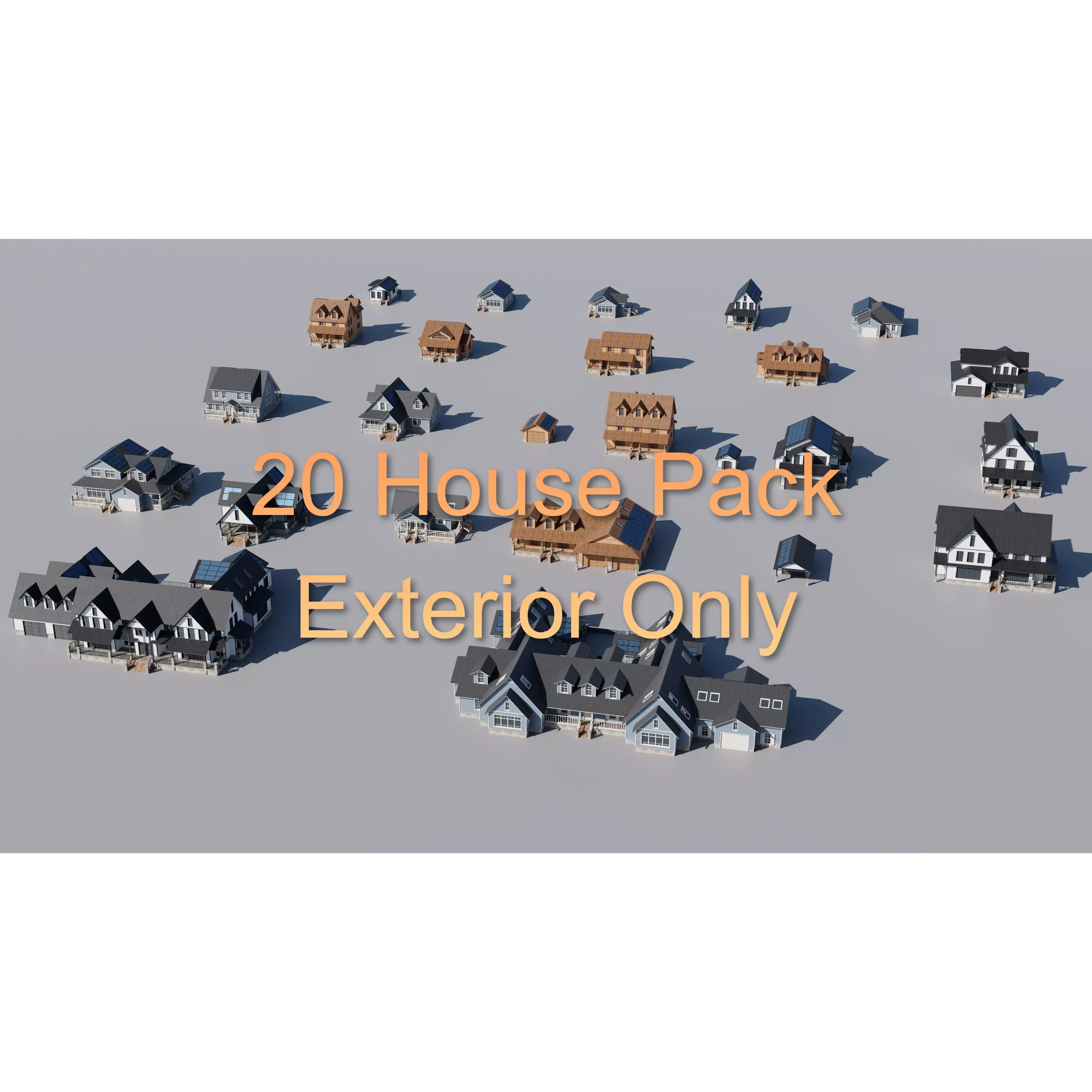 20 House Pack - Low-Poly Game-Ready 3D Model - View 2