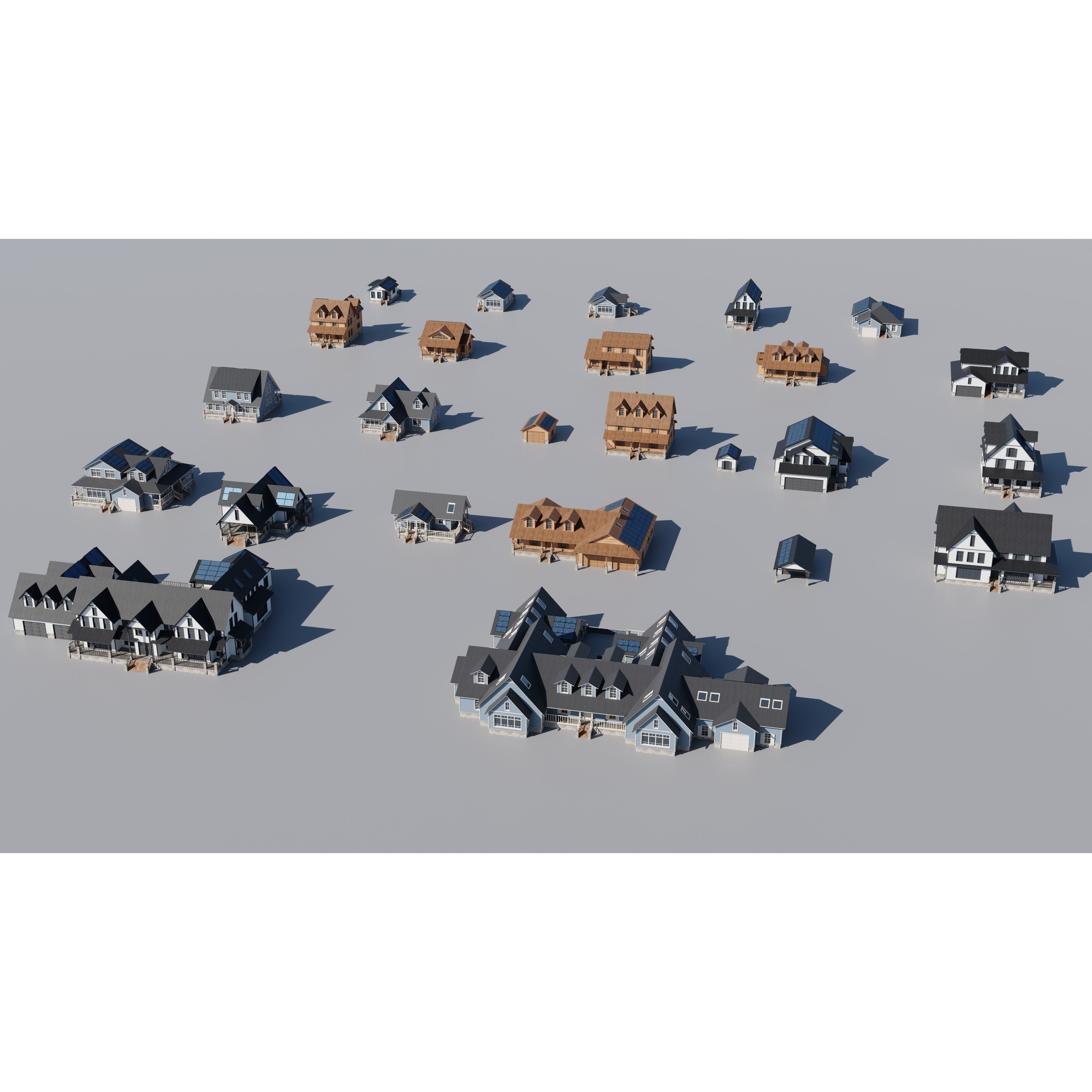 20 House Pack - Low-Poly Game-Ready 3D Model - View 3
