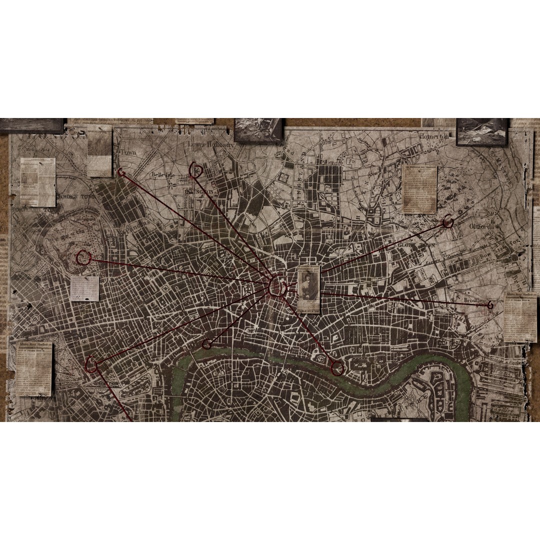 Detective Board 3D Model – Victorian Low Poly Game Asset, FBX - View 3
