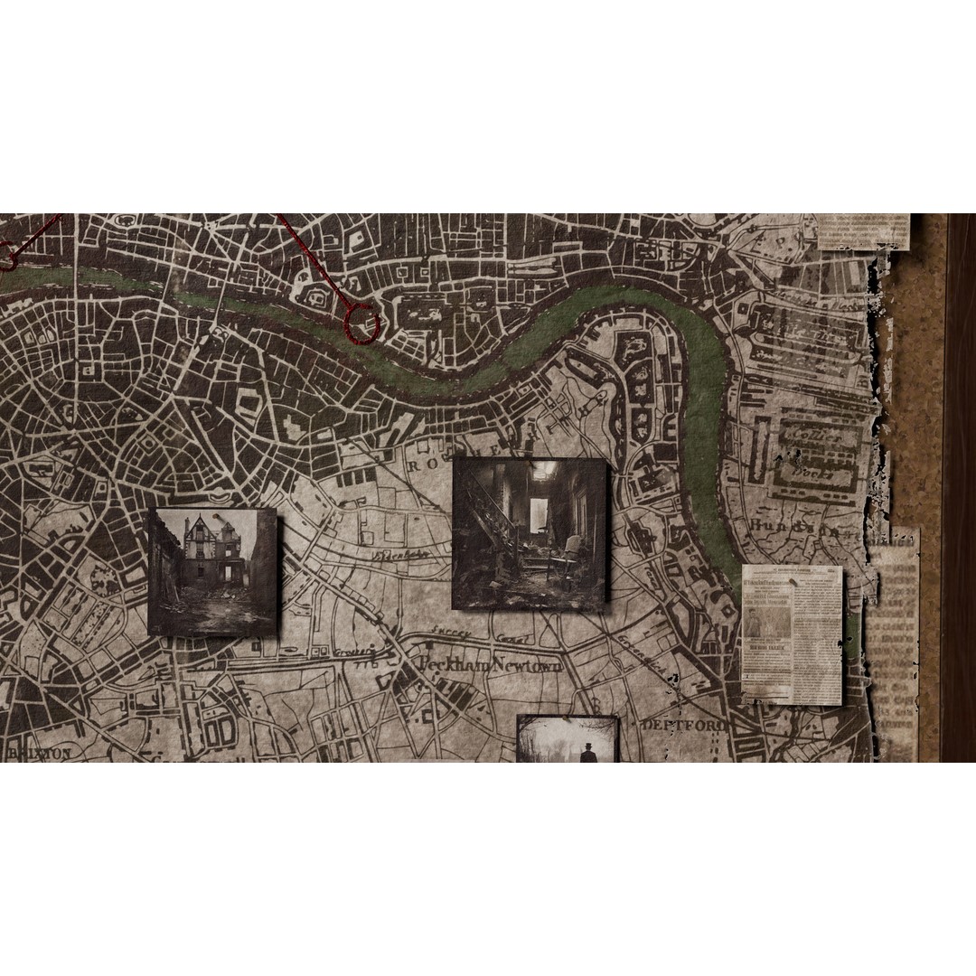 Detective Board 3D Model – Victorian Low Poly Game Asset, FBX - View 7