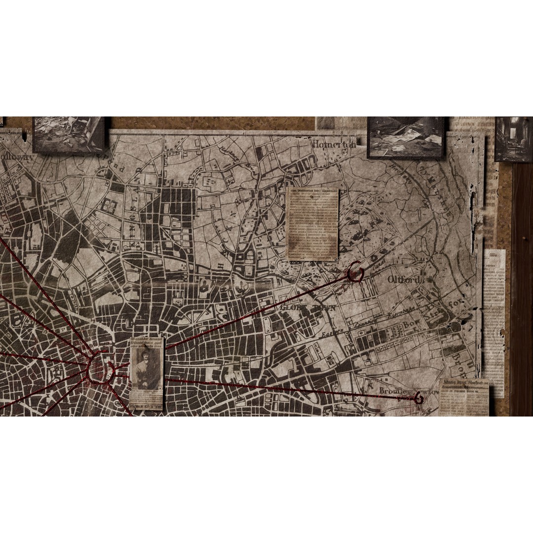 Detective Board 3D Model – Victorian Low Poly Game Asset, FBX - View 8