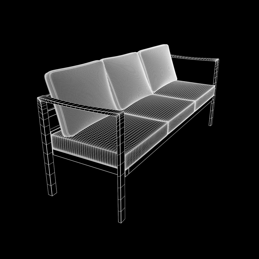 Sling Fabric Outdoor Bench 3D Model – Low Poly PBR Asset, FBX, Blender - View 14