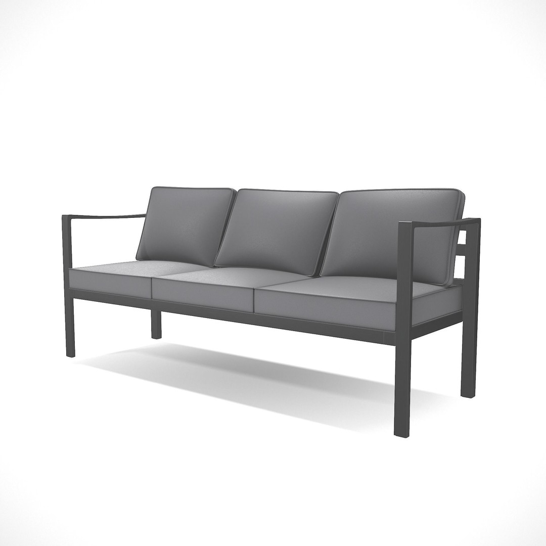 Sling Fabric Outdoor Bench 3D Model – Low Poly PBR Asset, FBX, Blender - View 9