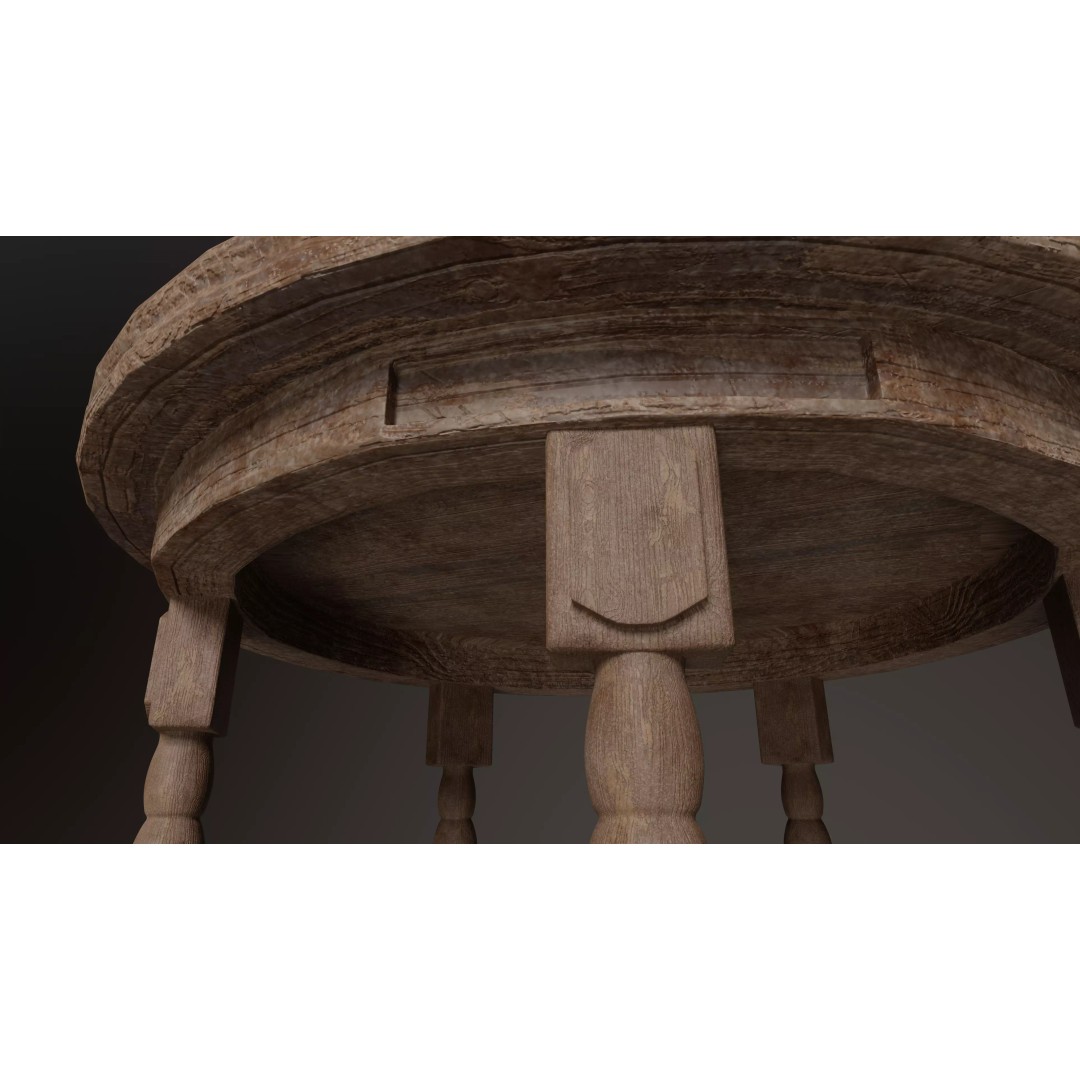 Old Western Saloon Table 3D Model – Low Poly Game Asset, FBX, OBJ - View 2