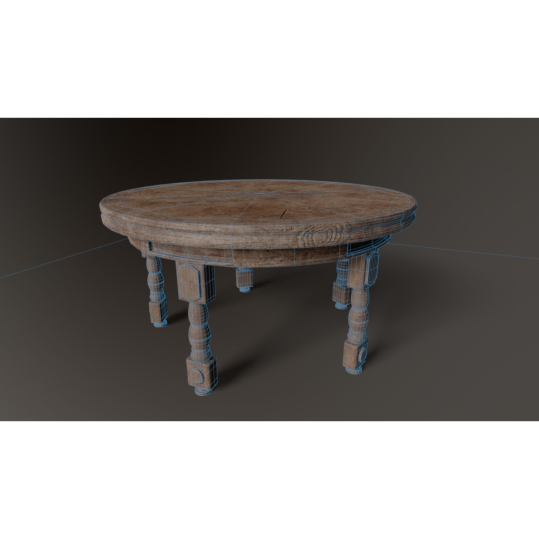 Old Western Saloon Table 3D Model – Low Poly Game Asset, FBX, OBJ - View 5