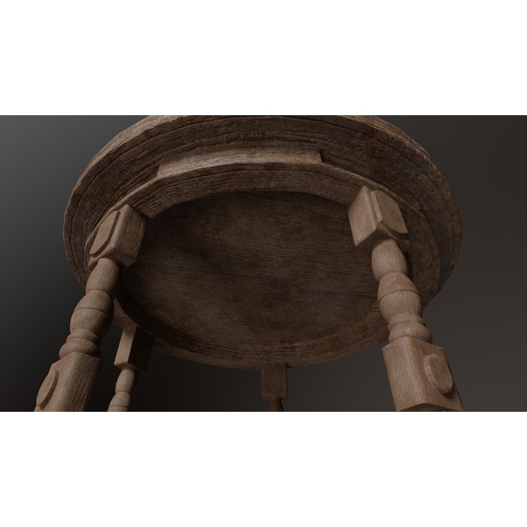 Old Western Saloon Table 3D Model – Low Poly Game Asset, FBX, OBJ - View 8