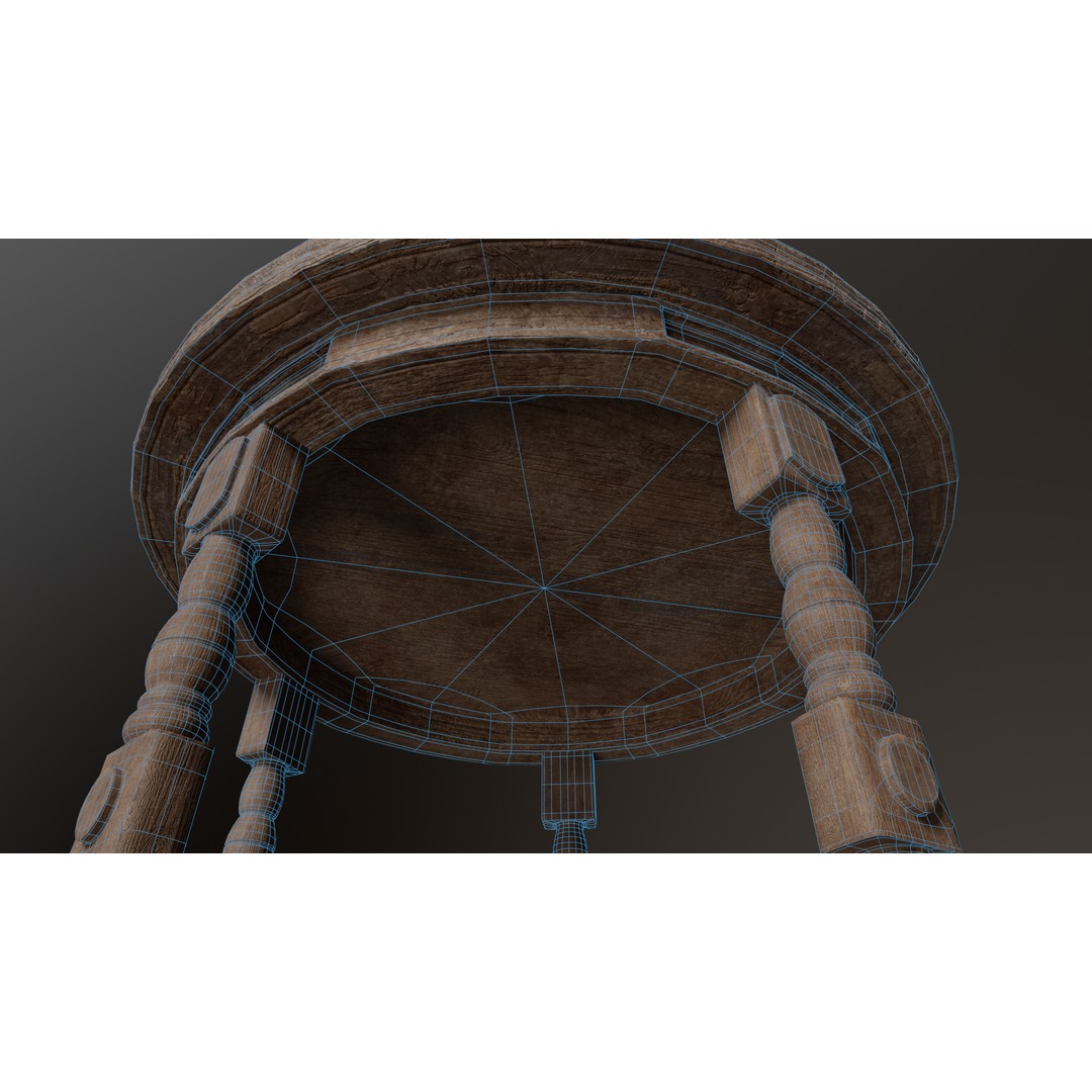 Old Western Saloon Table 3D Model – Low Poly Game Asset, FBX, OBJ - View 9