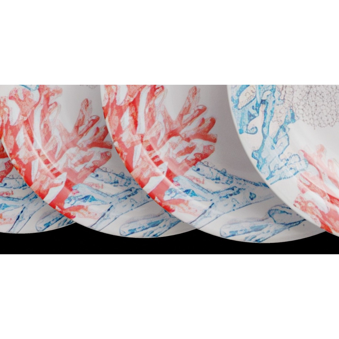 Coral Salad Plate 3D Model – Low Poly Kitchenware, FBX, Blender - View 6