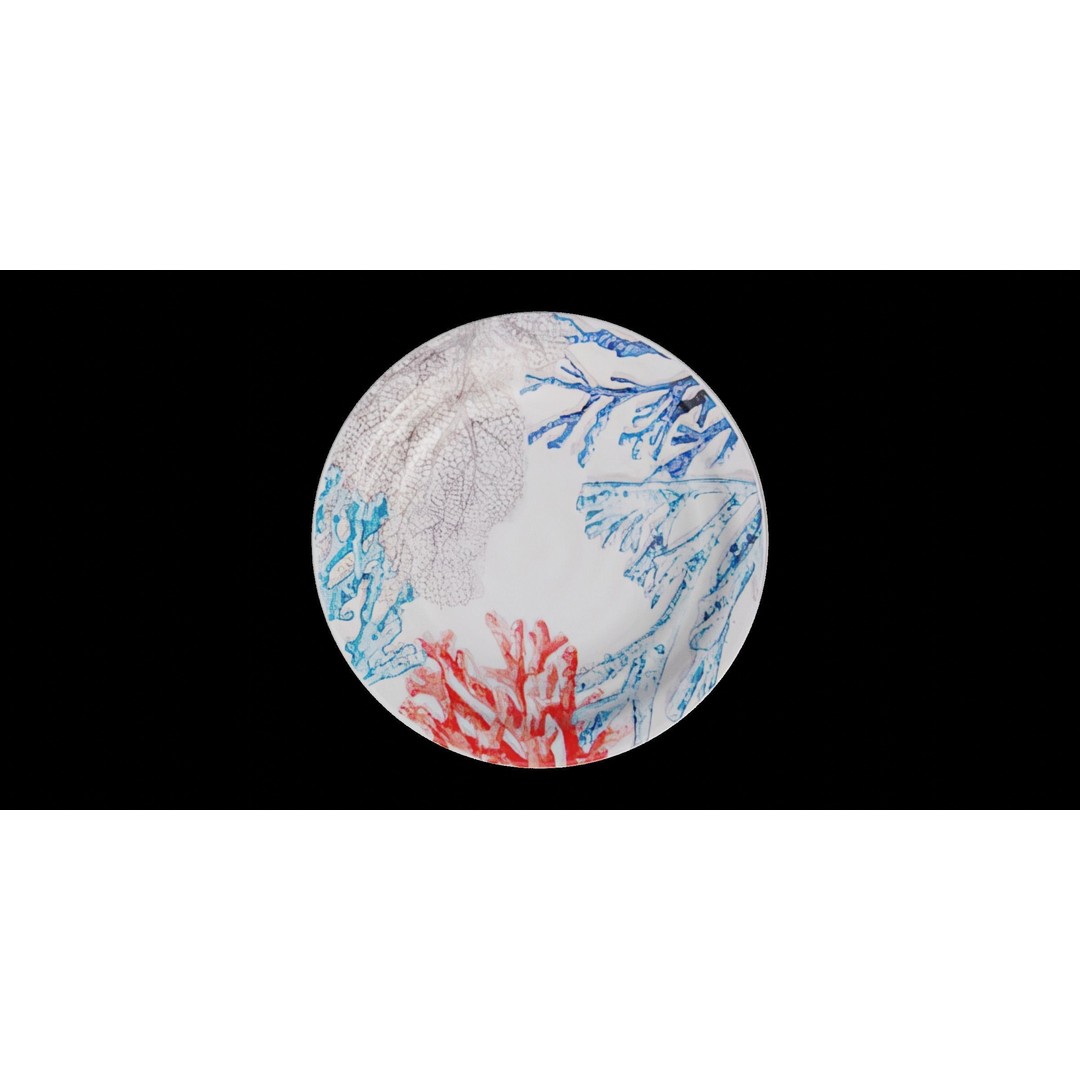 Coral Salad Plate 3D Model – Low Poly Kitchenware, FBX, Blender - View 8