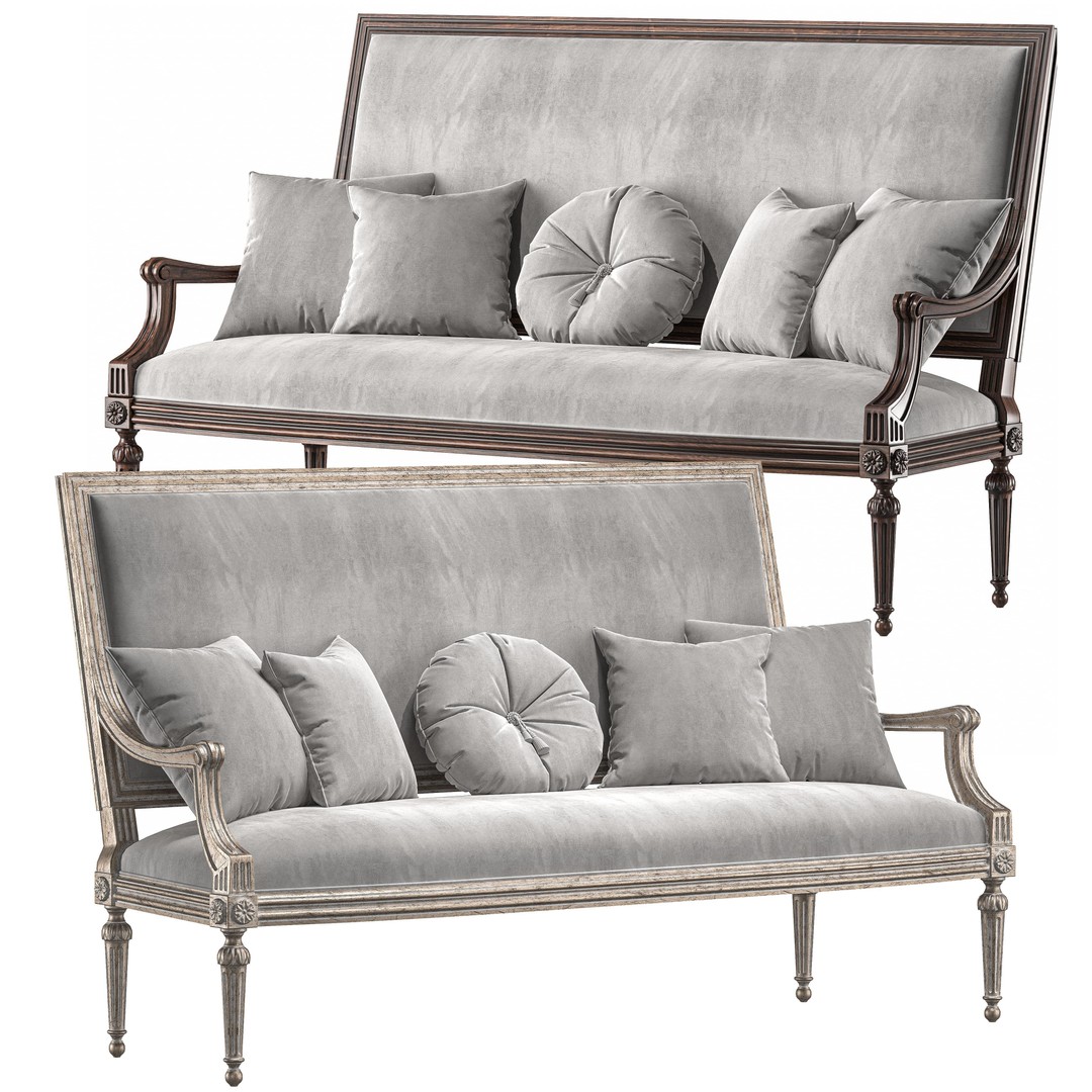Ebanista Baladin Sofa 3D Model – Classic Furniture Asset, FBX - View 3