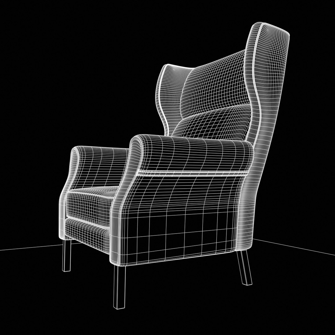 Wingback Chair 3D Model – Low Poly Industrial Armchair, PBR, Blender, FBX - View 15