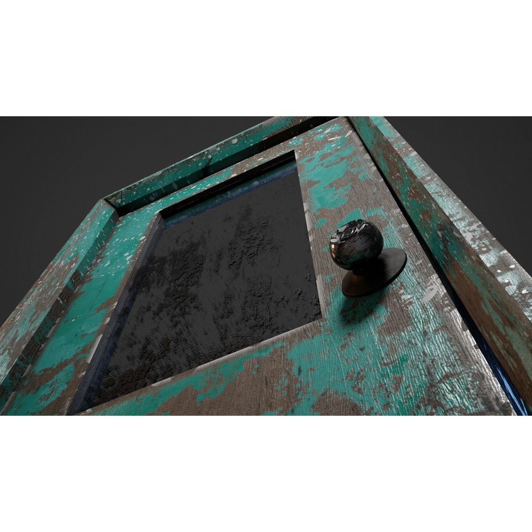 Old Painted Wooden Door 3D Model – Realistic Low Poly Game Asset, FBX - View 4
