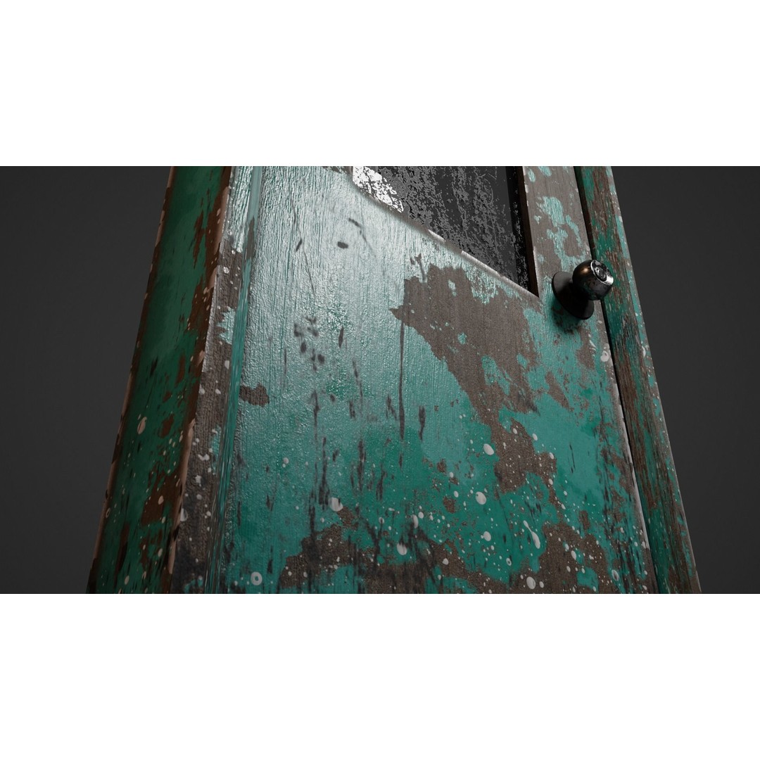 Old Painted Wooden Door 3D Model – Realistic Low Poly Game Asset, FBX - View 5