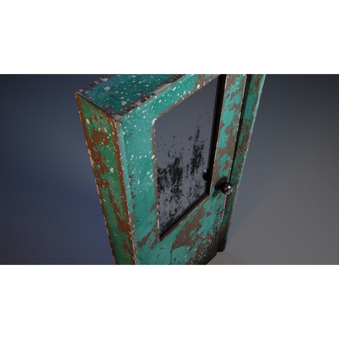Old Painted Wooden Door 3D Model – Realistic Low Poly Game Asset, FBX - View 6