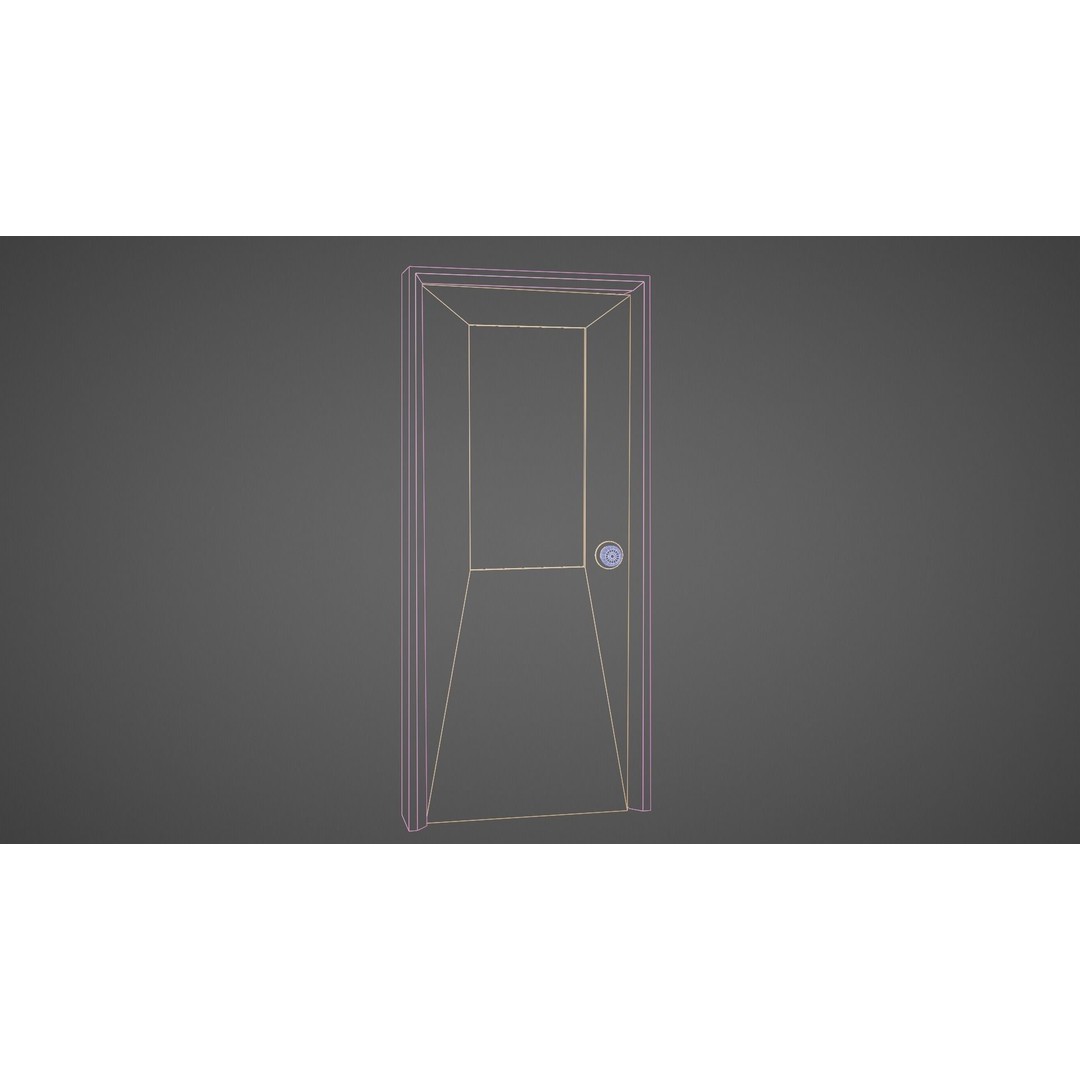 Old Painted Wooden Door 3D Model – Realistic Low Poly Game Asset, FBX - View 8
