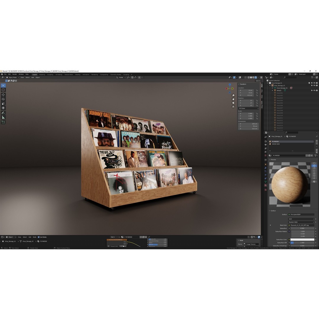 Vinyl Storage No41 3D Model – Realistic Furniture Shelf, FBX, Blender - View 13