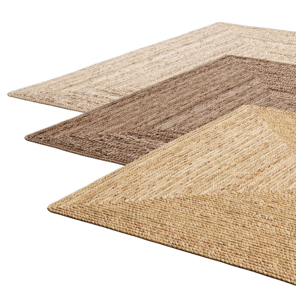 Natural Braided Jute Rug 3D Model – Scandinavian Floor Decor, FBX, OBJ - View 11