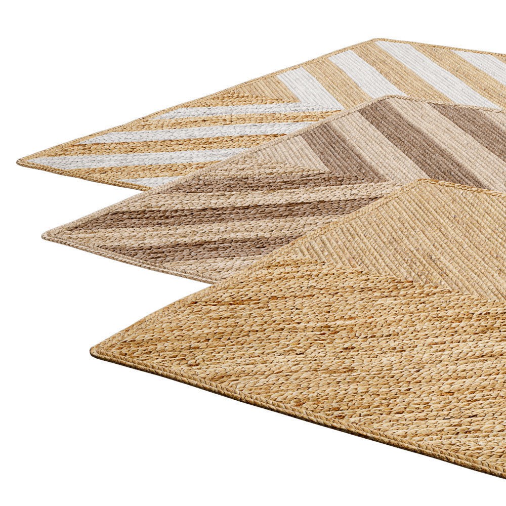 Natural Braided Jute Rug 3D Model – Scandinavian Floor Decor, FBX, OBJ - View 12