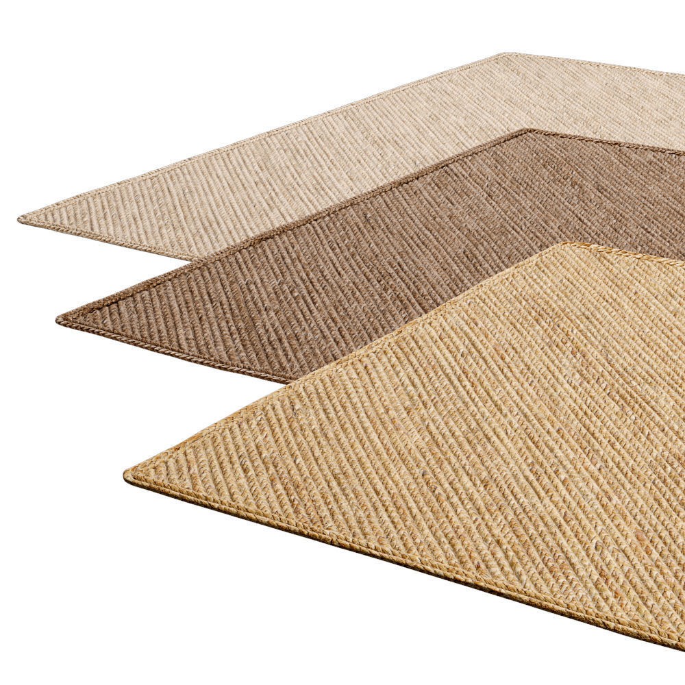 Natural Braided Jute Rug 3D Model – Scandinavian Floor Decor, FBX, OBJ - View 16