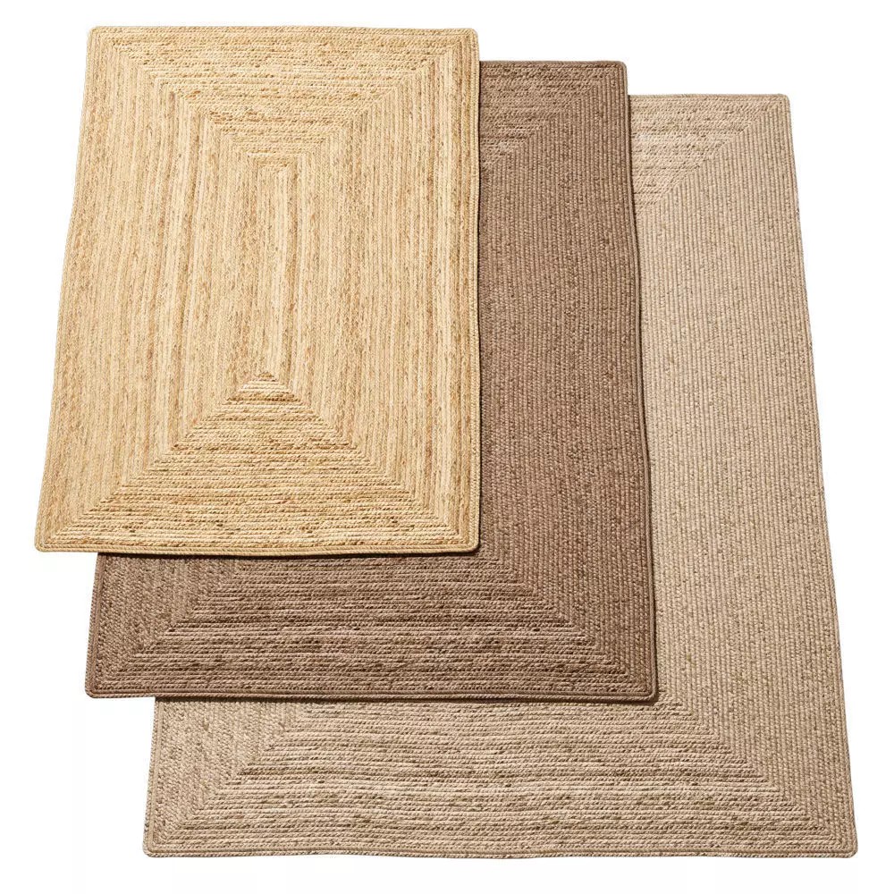 Natural Braided Jute Rug 3D Model – Scandinavian Floor Decor, FBX, OBJ - View 2