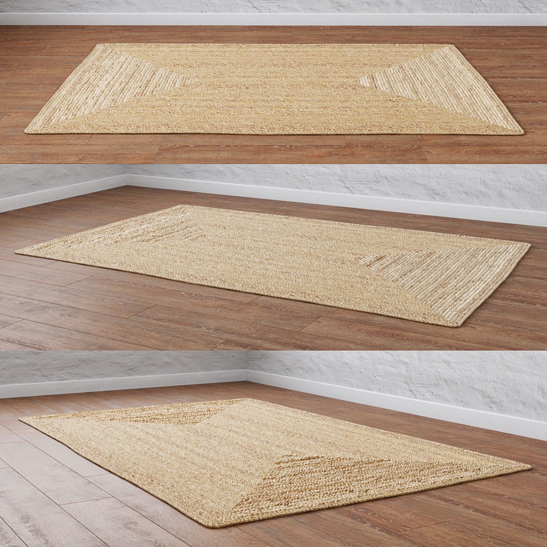 Natural Braided Jute Rug 3D Model – Scandinavian Floor Decor, FBX, OBJ - View 28