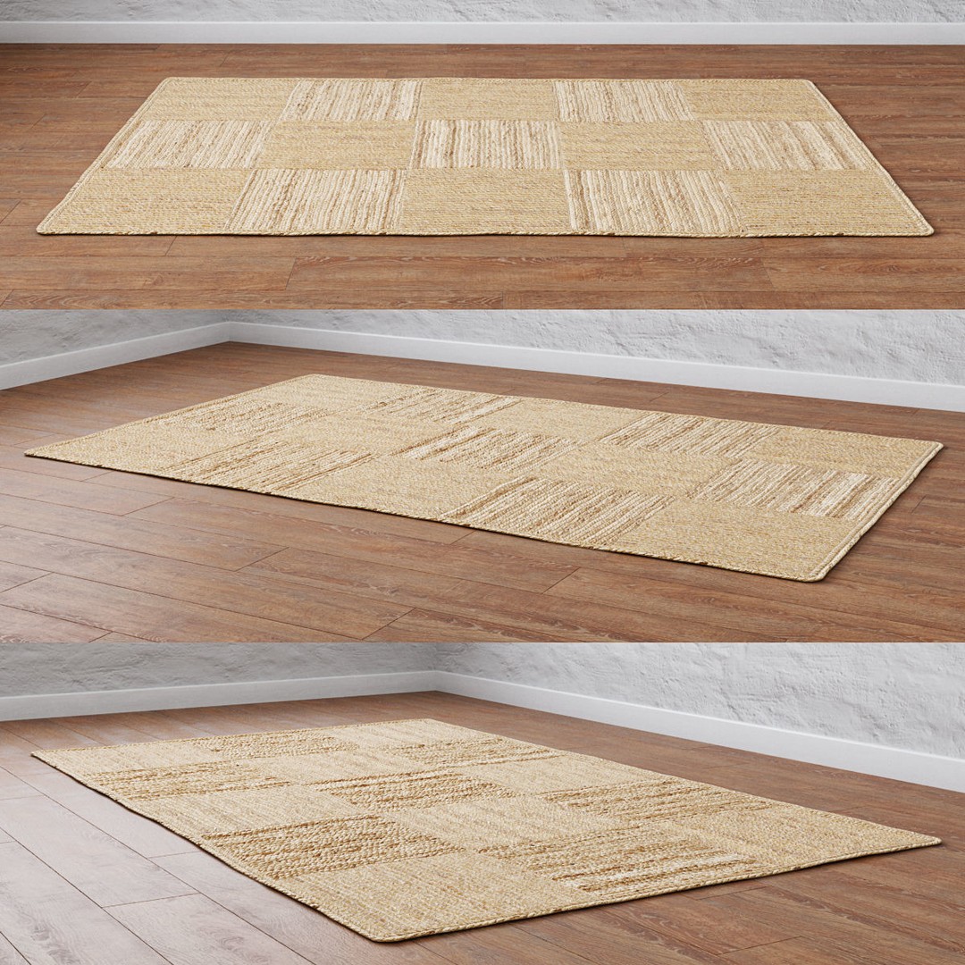 Natural Braided Jute Rug 3D Model – Scandinavian Floor Decor, FBX, OBJ - View 29