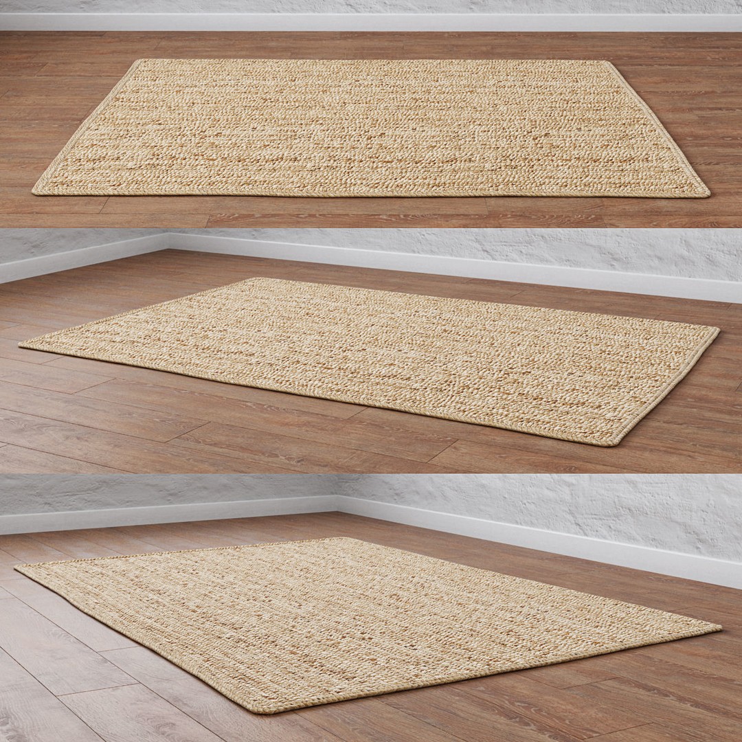 Natural Braided Jute Rug 3D Model – Scandinavian Floor Decor, FBX, OBJ - View 30