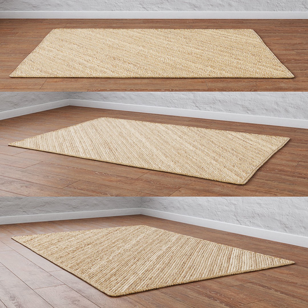 Natural Braided Jute Rug 3D Model – Scandinavian Floor Decor, FBX, OBJ - View 31