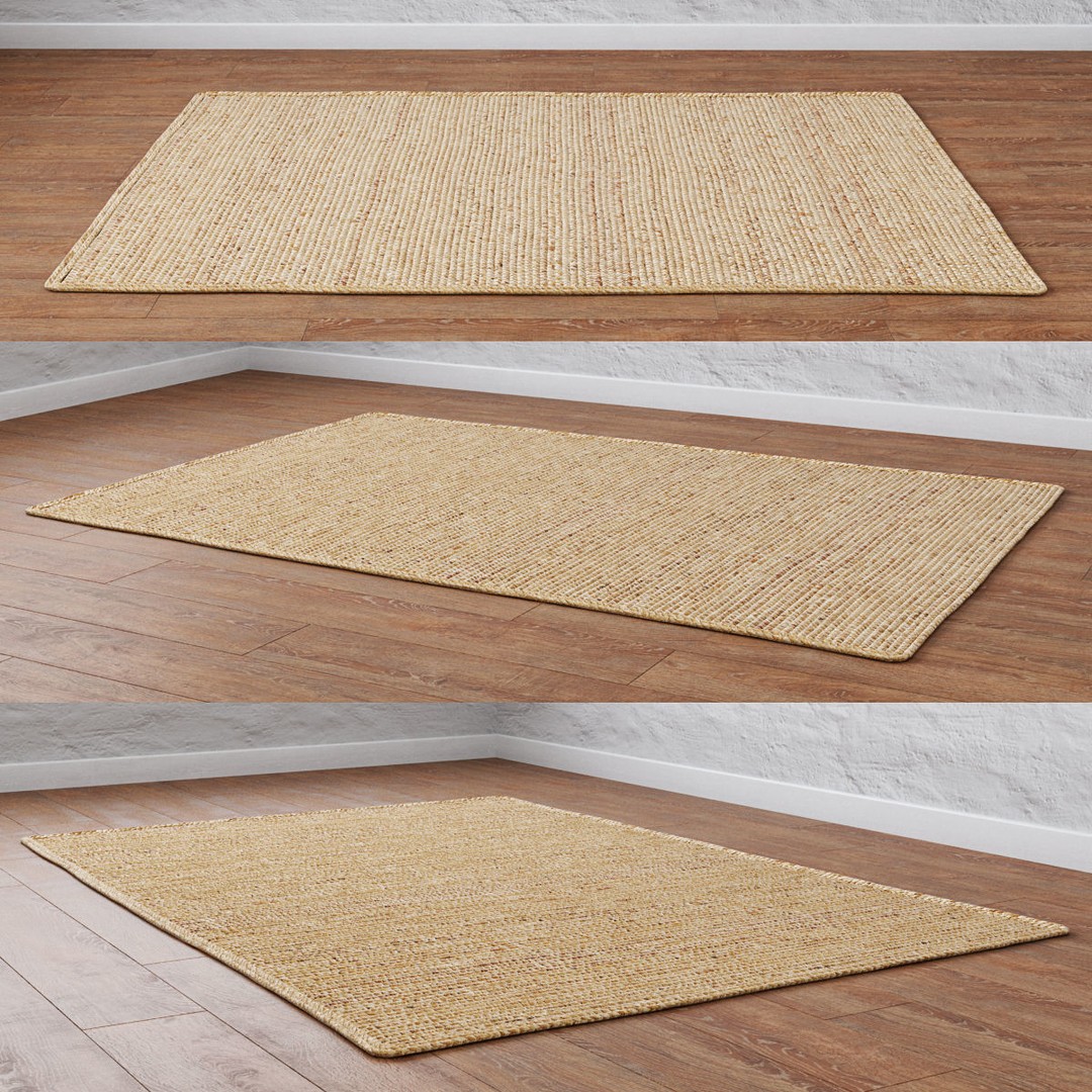 Natural Braided Jute Rug 3D Model – Scandinavian Floor Decor, FBX, OBJ - View 32