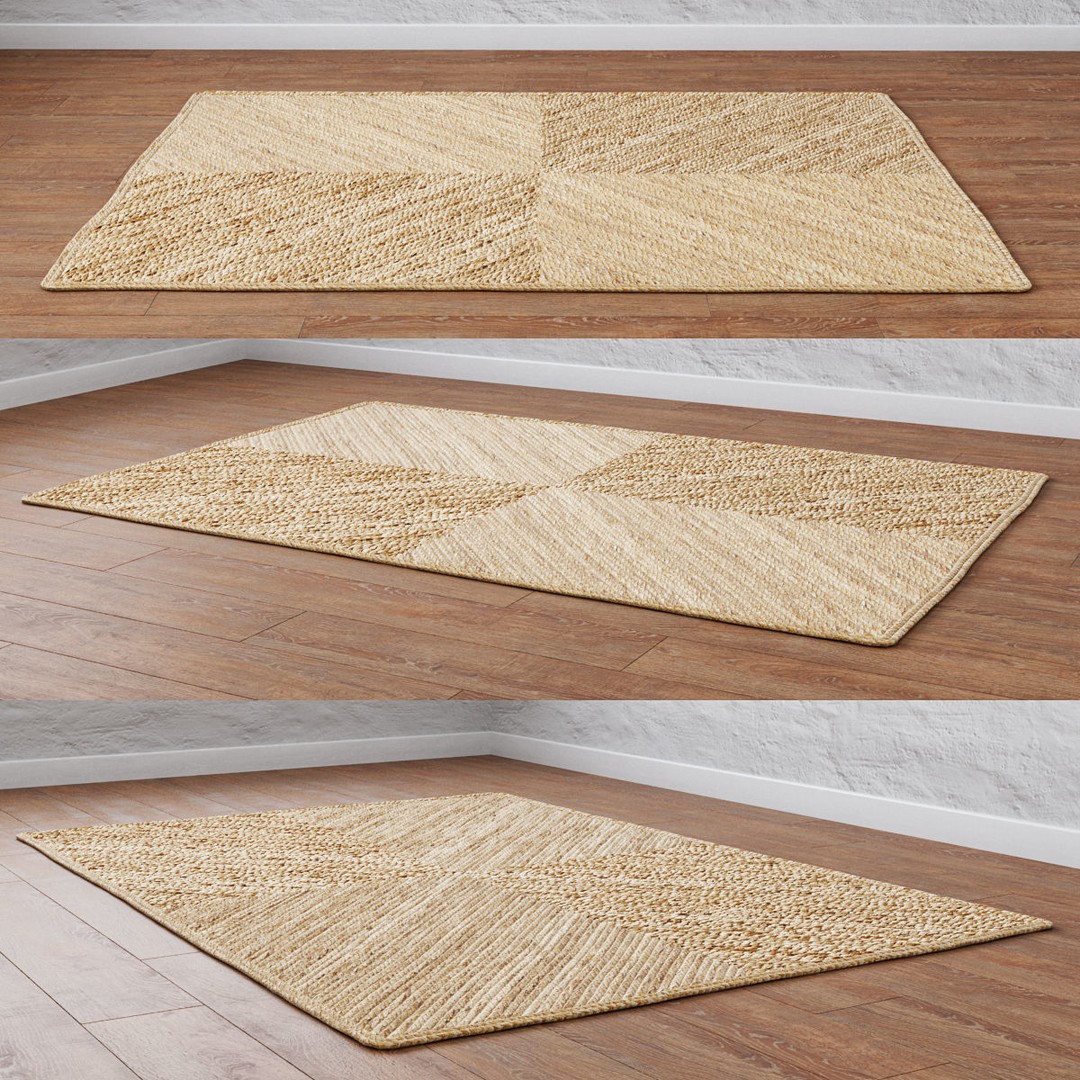 Natural Braided Jute Rug 3D Model – Scandinavian Floor Decor, FBX, OBJ - View 33