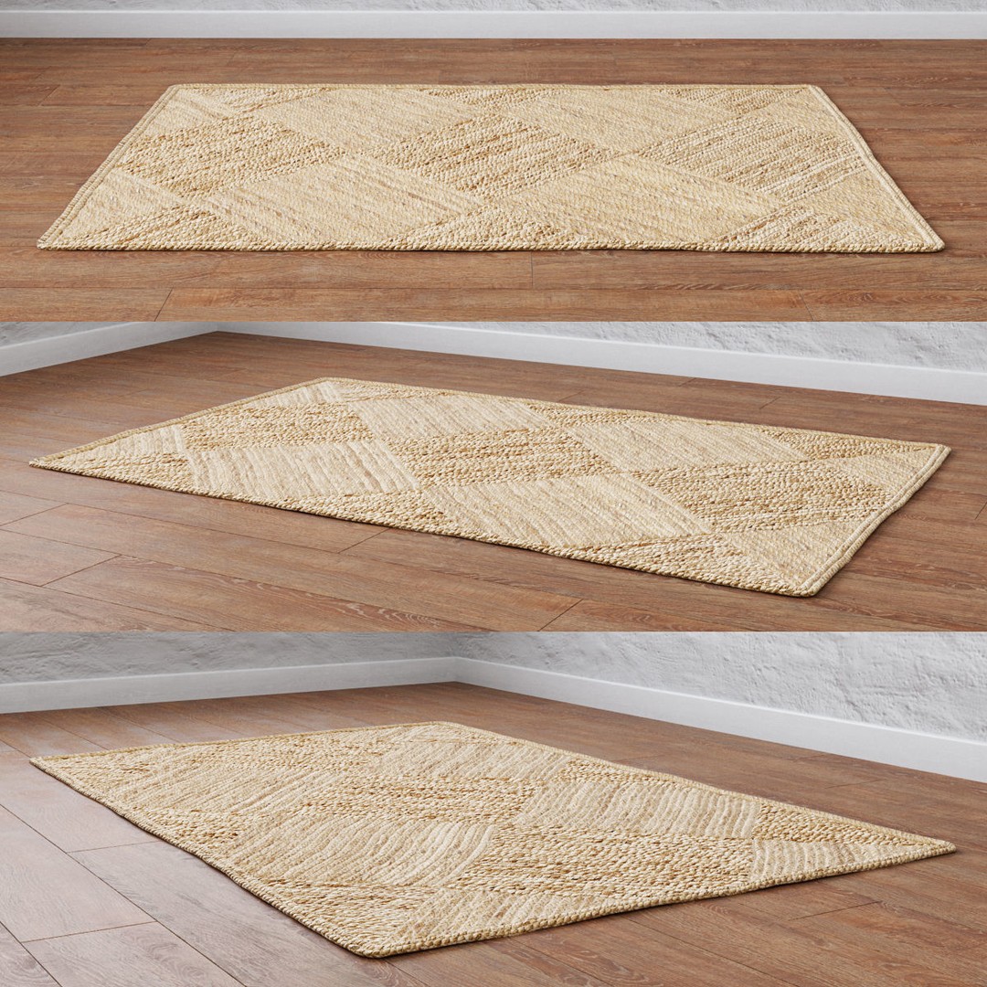 Natural Braided Jute Rug 3D Model – Scandinavian Floor Decor, FBX, OBJ - View 34