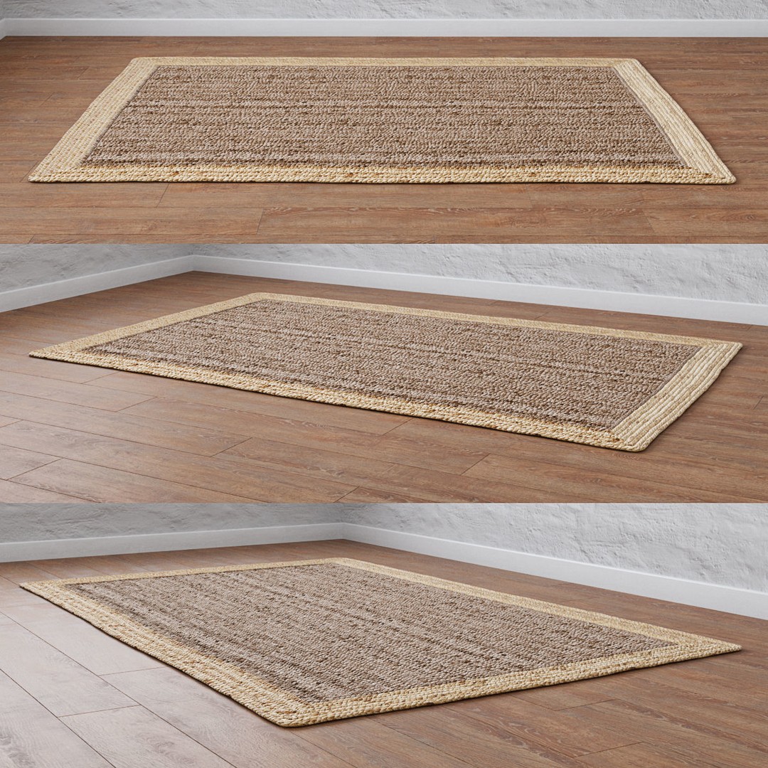 Natural Braided Jute Rug 3D Model – Scandinavian Floor Decor, FBX, OBJ - View 35