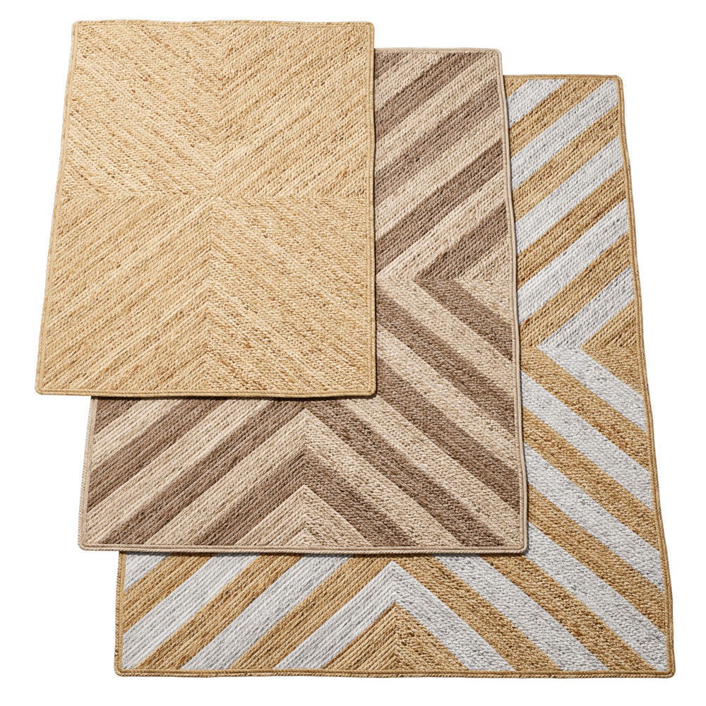 Natural Braided Jute Rug 3D Model – Scandinavian Floor Decor, FBX, OBJ - View 9