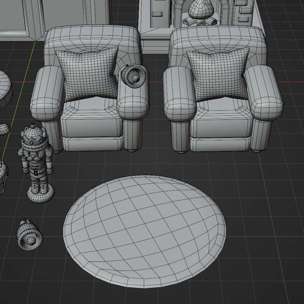 Christmas Living Room 3D Model – Low Poly Game Asset, FBX, PBR - View 15