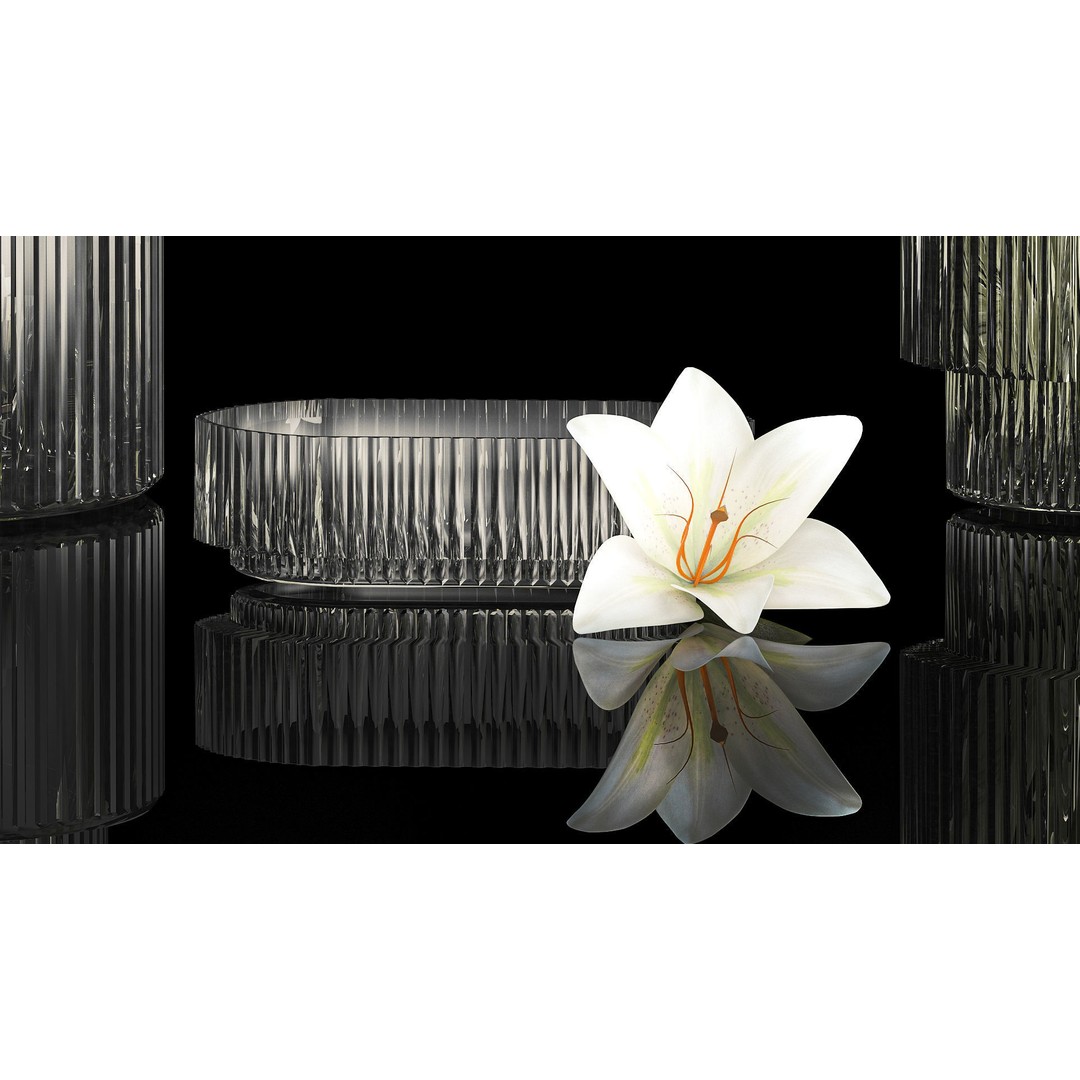 White Flower Bouquet 3D Model – Elegant Glass Vase, PBR Textures - View 7