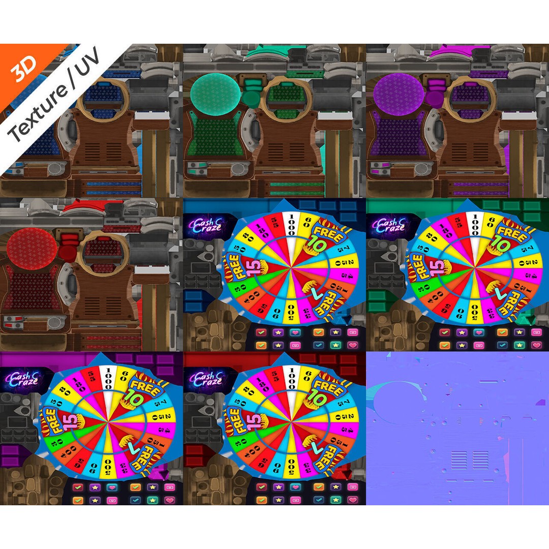Lucky Spin Machine 3D Model – Low Poly Game Asset, FBX, PBR Textures