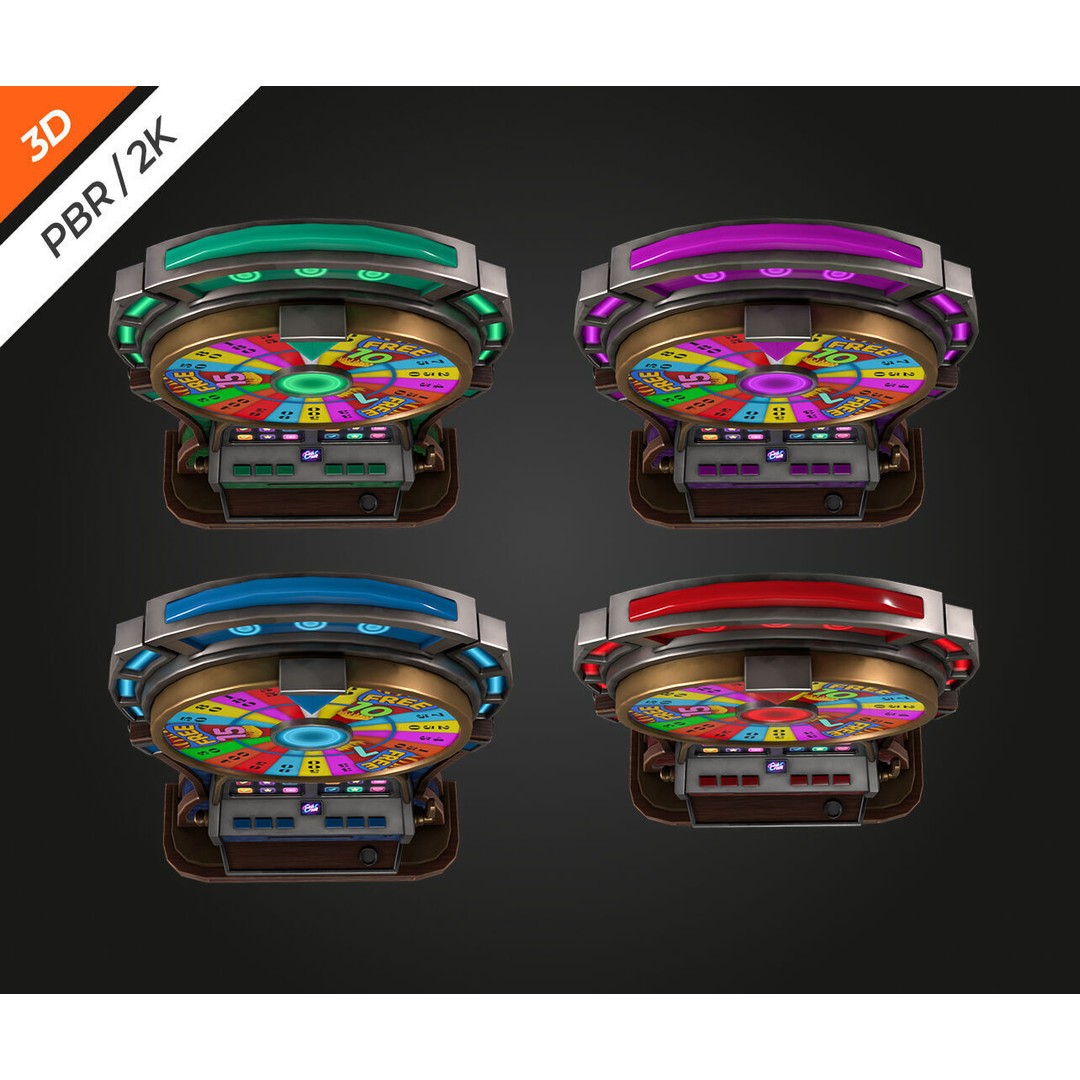 Lucky Spin Machine 3D Model – Low Poly Game Asset, FBX, PBR Textures - View 10