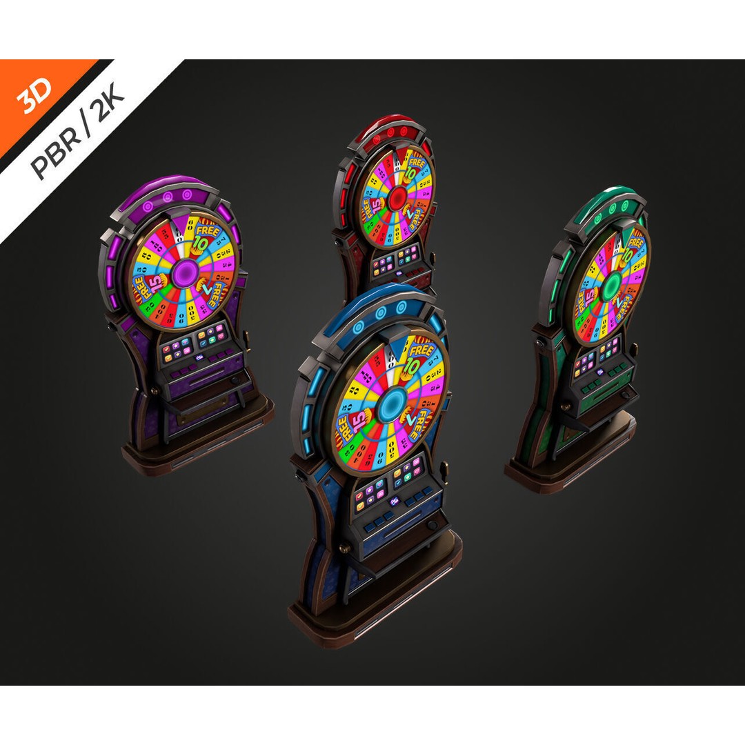 Lucky Spin Machine 3D Model – Low Poly Game Asset, FBX, PBR Textures - View 13