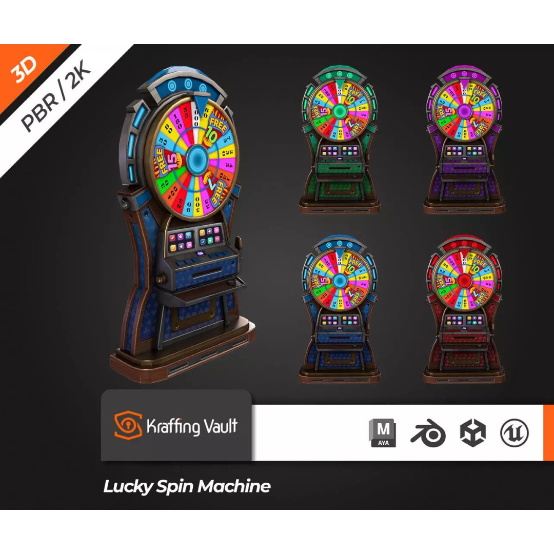 Lucky Spin Machine 3D Model – Low Poly Game Asset, FBX, PBR Textures - View 2