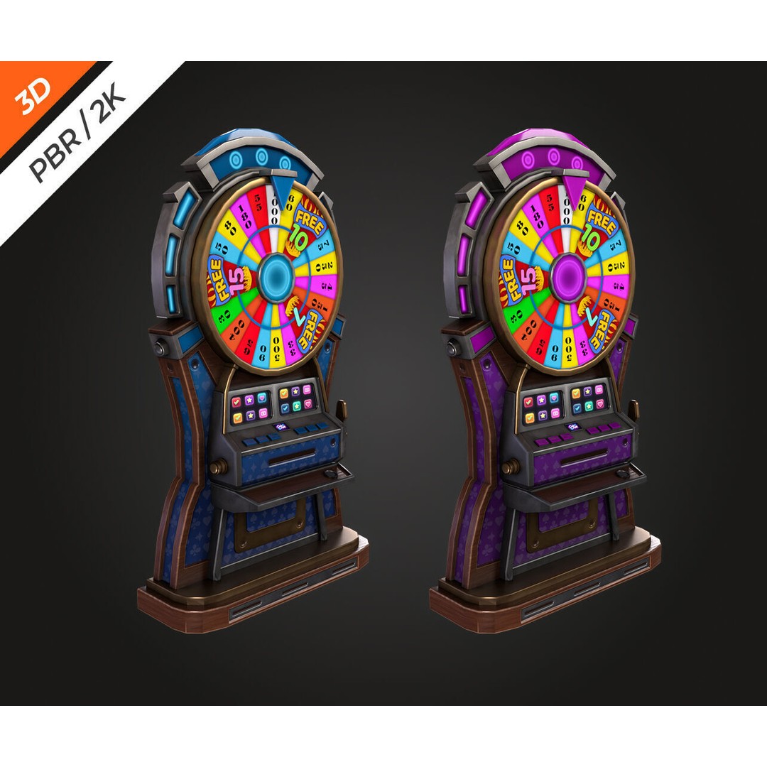 Lucky Spin Machine 3D Model – Low Poly Game Asset, FBX, PBR Textures - View 3