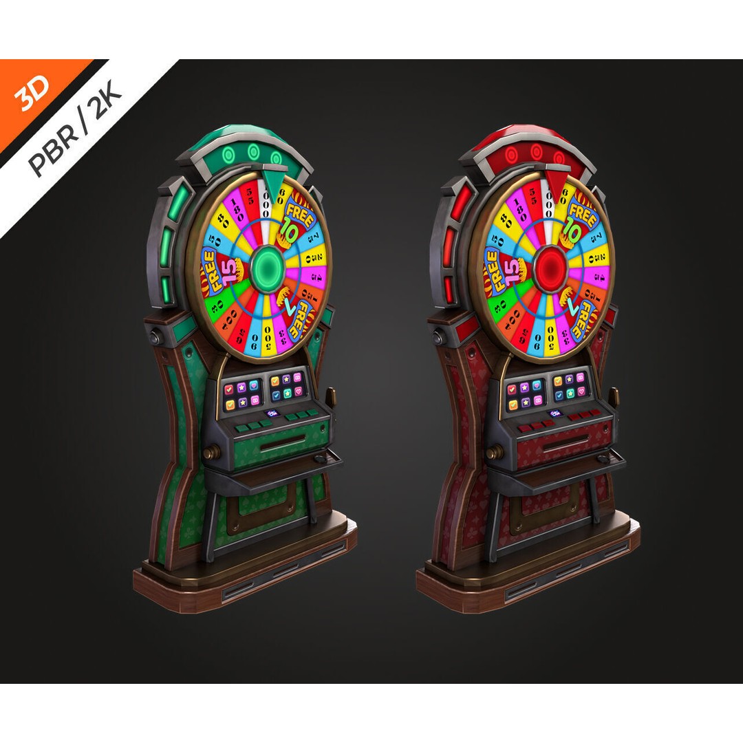 Lucky Spin Machine 3D Model – Low Poly Game Asset, FBX, PBR Textures - View 4