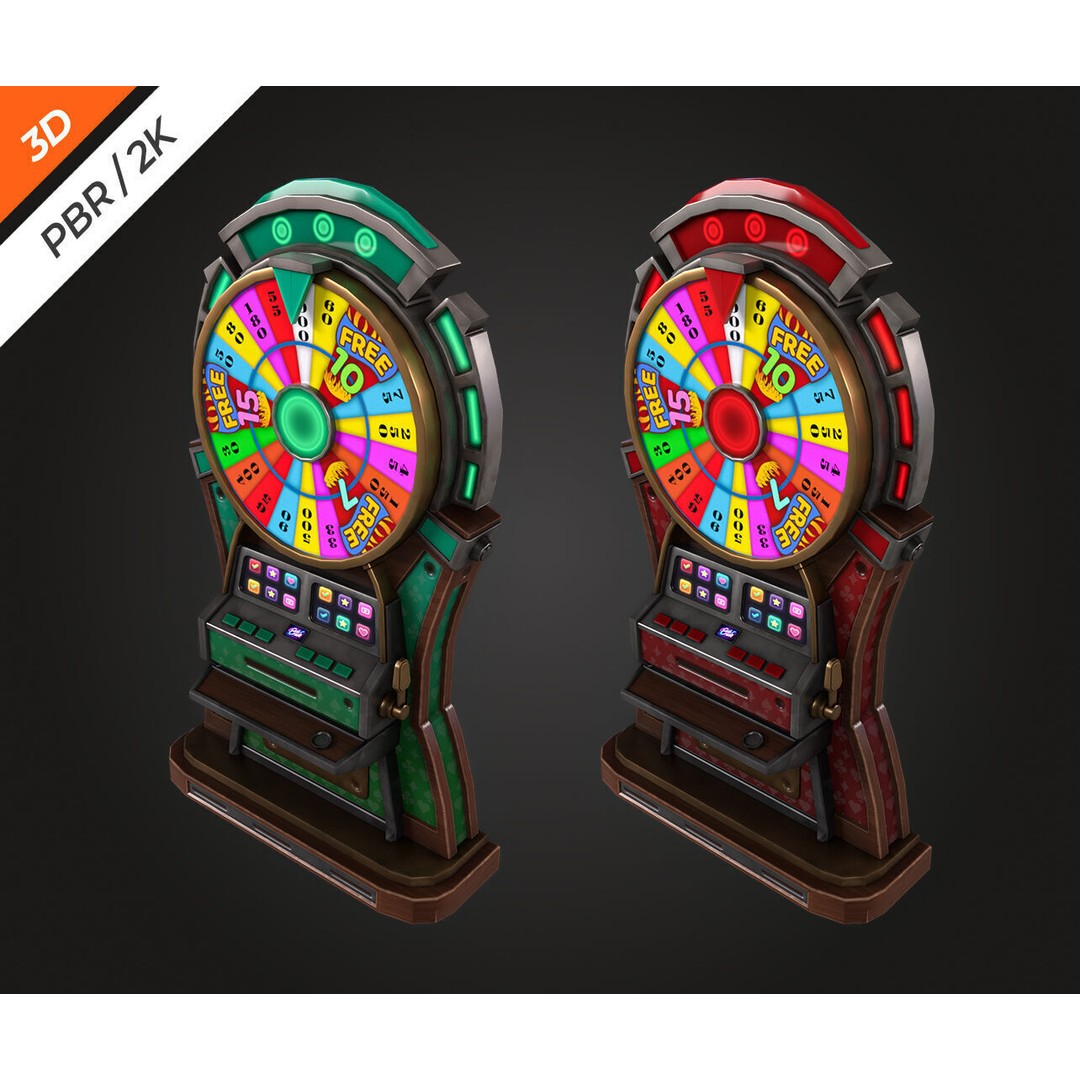 Lucky Spin Machine 3D Model – Low Poly Game Asset, FBX, PBR Textures - View 8
