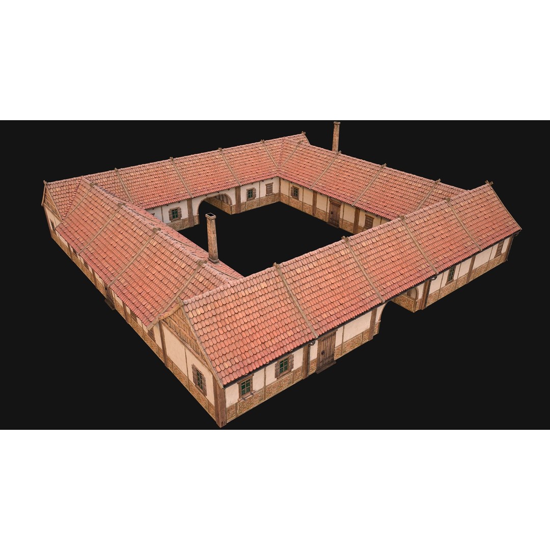 Medieval Courtyard Building 3D Model – Low Poly Game Asset, FBX - View 12