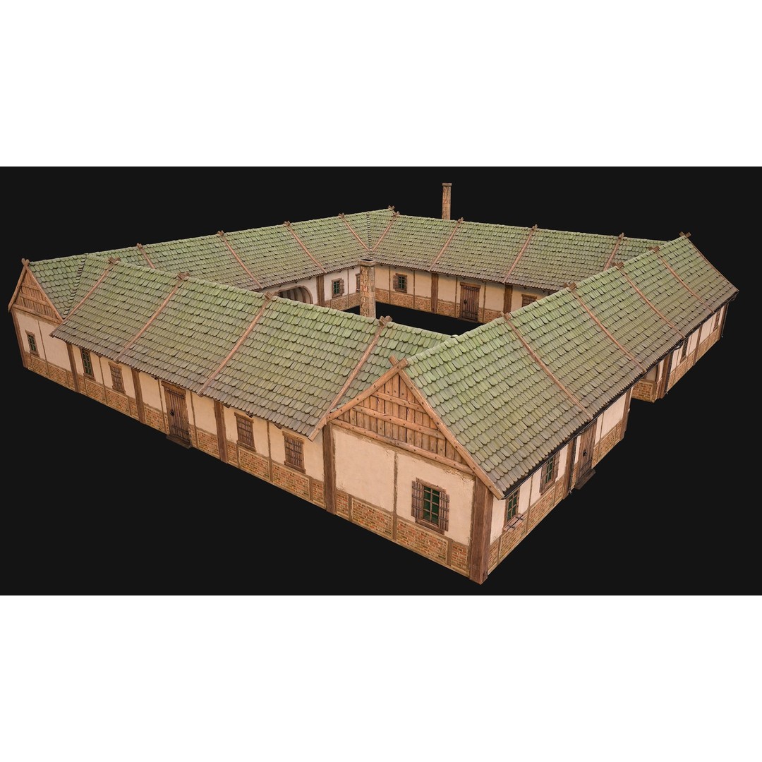 Medieval Courtyard Building 3D Model – Low Poly Game Asset, FBX - View 13