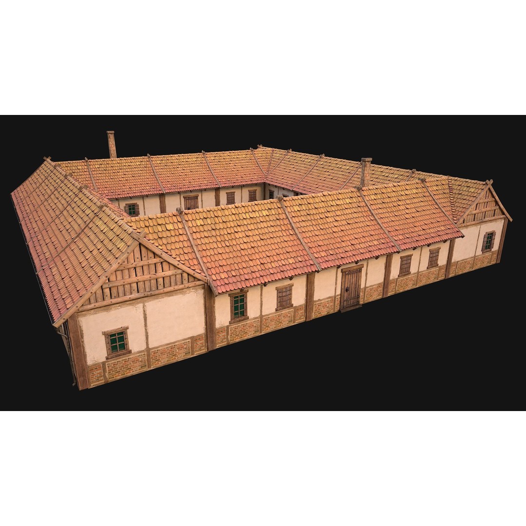 Medieval Courtyard Building 3D Model – Low Poly Game Asset, FBX - View 15
