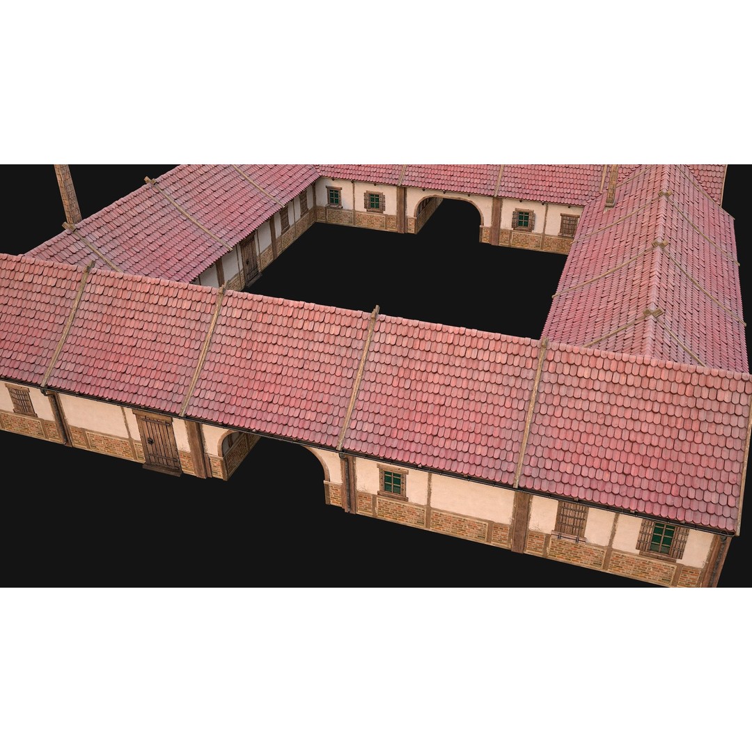 Medieval Courtyard Building 3D Model – Low Poly Game Asset, FBX - View 17