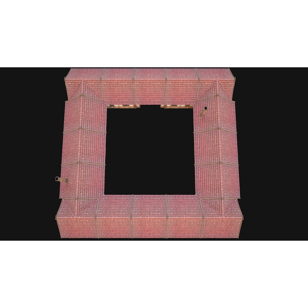 Medieval Courtyard Building 3D Model – Low Poly Game Asset, FBX - View 19