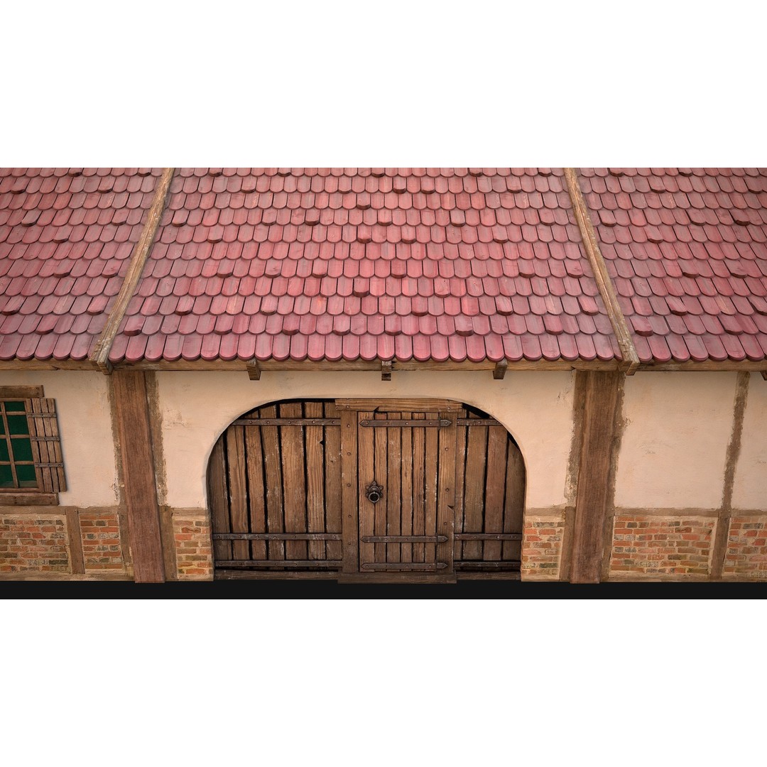 Medieval Courtyard Building 3D Model – Low Poly Game Asset, FBX - View 22