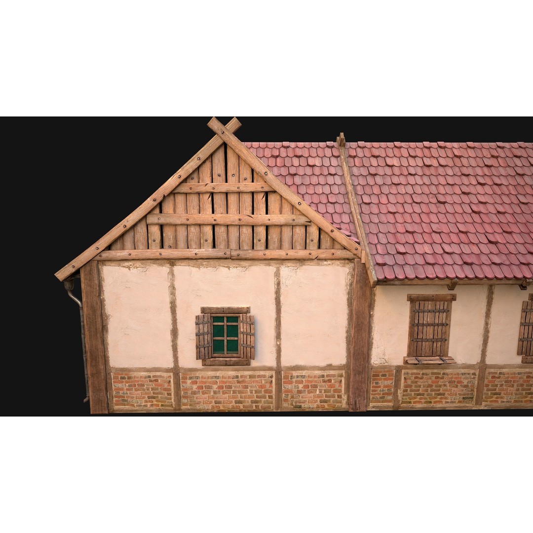 Medieval Courtyard Building 3D Model – Low Poly Game Asset, FBX - View 23