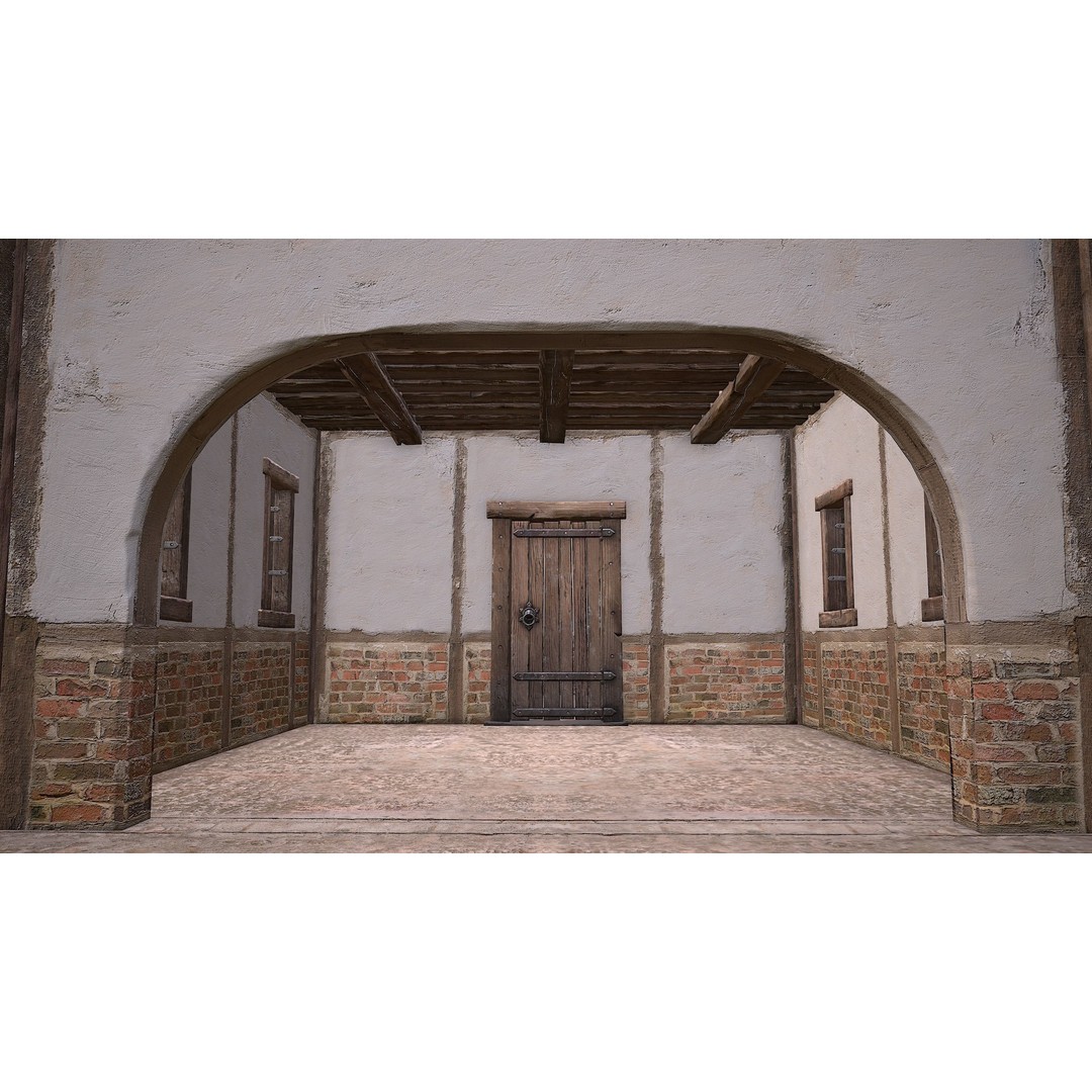 Medieval Courtyard Building 3D Model – Low Poly Game Asset, FBX - View 27